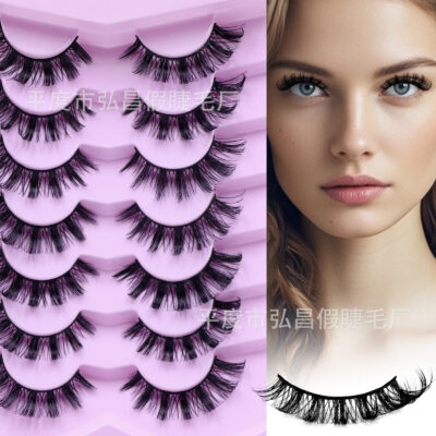 Cross-border European and American style false eyelashes, 7 pairs, thick, natural, curly, cross-border source factory false eyelashes