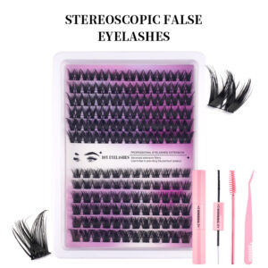 European and American cross-border best-selling DIY eyelash glue set, natural and thick 280 clusters segmented flower false eyelashes wholesale