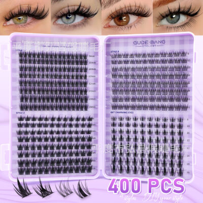 Cross-border bestseller Wheat Ear/Fishtail/Autumn Maple Leaf/Triple Fishtail 400 clusters lash book large capacity false lashes D curl