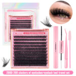 European and American cross-border set 3D large capacity 200D three-dimensional fluffy thick imitation mink European and American self-lash extension segmented eyelashes