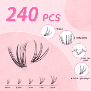 Cross-border best-selling DIY segment false eyelash kit with dual-head glue, large capacity single-cluster false eyelashes, gift box design