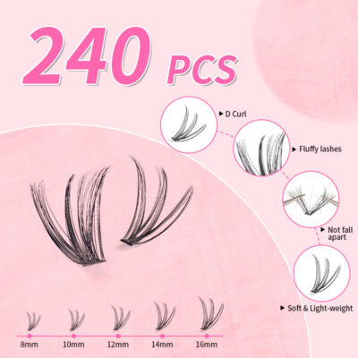 Cross-border best-selling DIY segment false eyelash kit with dual-head glue, large capacity single-cluster false eyelashes, gift box design