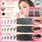 600-cluster large-capacity lash book DIY single-cluster flower lashes with glue, fox-style extra-long self-lash extension kit