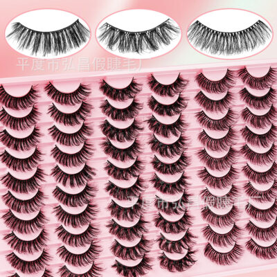 European and American cross-border bestseller, large capacity, paired lashes, European and American style false eyelashes, 30 pairs per pack, thick, natural, curled, from the source factory.