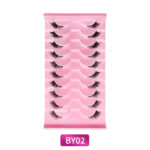 Foreign trade cross-border half-eye style false eyelashes, ten pairs per pack, in stock wholesale, one-piece black band fox-style curled false eyelashes