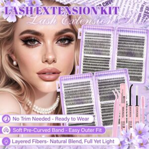 European and American cross-border 30/40/50D lash book large capacity lash DIY cluster lash glue set Amazon