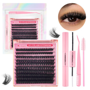 European and American cross-border set 3D large capacity 200D three-dimensional fluffy thick imitation mink European and American self-lash extension segmented eyelashes