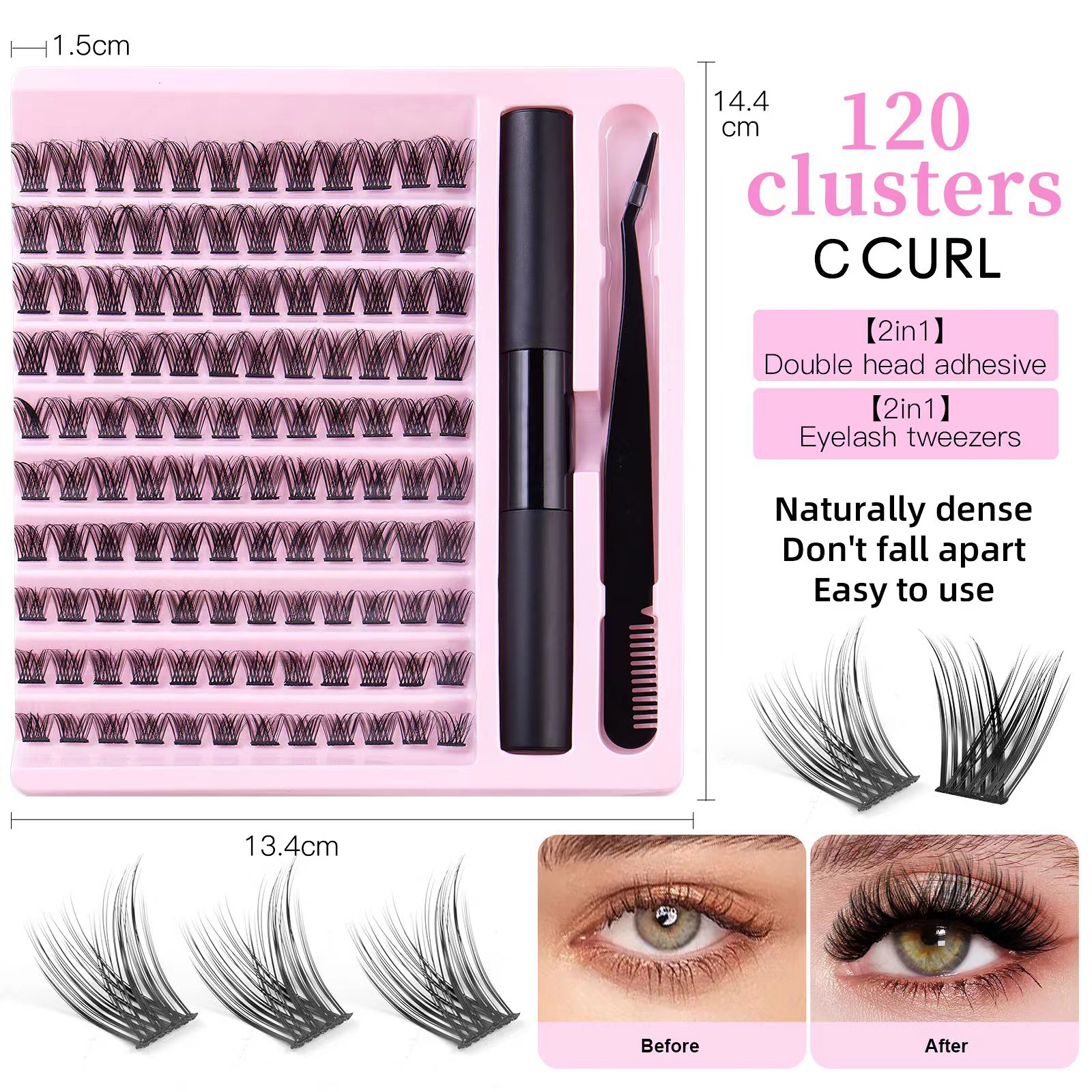 o1cn017s6fe42eebp73b6yl 2215841308713 0 cib.jpg European and American cross-border bestseller large-capacity single-cluster false eyelash set, natural segmented cluster lashes for daily DIY lash extension