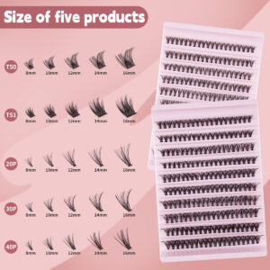 30P40P Hot Melt Cluster Eyelashes Segmented Self-Lashing Thick Natural Stage Flat False Eyelashes Segmented Lashes