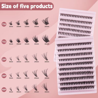 30P40P Hot Melt Cluster Eyelashes Segmented Self-Lashing Thick Natural Stage Flat False Eyelashes Segmented Lashes