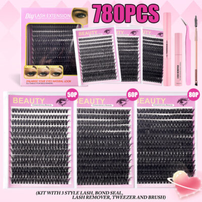 Cross-border DIY segmental cluster lashes, 3 styles, thick mixed pack, large capacity lash book, family set