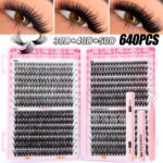 Amazon Hot Melt 30D/40D/50D False Lashes 32 Rows Lash Book D Curl Volume Mixed Thick Segmented