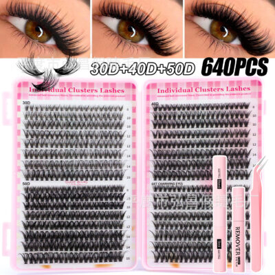Amazon Hot Melt 30D/40D/50D False Lashes 32 Rows Lash Book D Curl Volume Mixed Thick Segmented