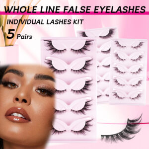 Cross-border bestseller 5 pairs slant flying fox false eyelashes natural thick curly eyelashes simulation cat eye eyelashes wholesale
