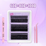 Cross-border large-capacity DIY segmented eyelash extensions D-curve thick fluffy soft single cluster lashes 8-16mm