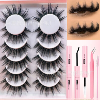 Cross-border bestseller, 6 pairs of false eyelashes, thick and fluffy, source factory