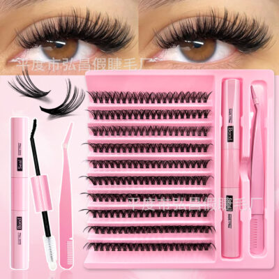 EU-US Cross-Border Best-Selling False Eyelashes 30D 40D 50D Segmented Hot-Melt Flare Lash Set 200 Clusters Voluminous 3D DIY