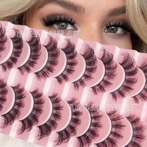 10 pairs one-piece European and American cross-border style false eyelashes, simple, natural, three-dimensional, stable supply from source factory