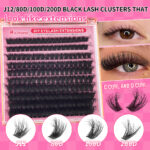 European and American cross-border set 3D large capacity 200D three-dimensional fluffy thick imitation mink European and American self-lash extension segmented eyelashes