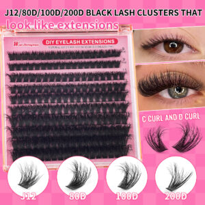 European and American cross-border set 3D large capacity 200D three-dimensional fluffy thick imitation mink European and American self-lash extension segmented eyelashes
