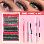 Cross-border bestseller DIY single-cluster false eyelashes 40D/60D/80D self-lash extension cluster lash set large capacity source