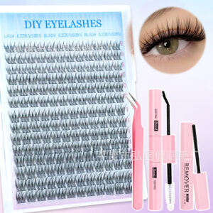 European and American cross-border bestseller, Amazon hot-selling triple fishtail false eyelash set, hot-melt cluster lashes from source factory