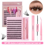Cross-border 30P-100P Thick False Eyelashes Hot Melt Segmented Self-Lash Extension Amazon Wholesale Washboard Set
