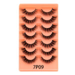 European and American cross-border bestseller, European and American style false eyelashes, 7 pairs, thick, natural, curled, artificial fiber eyelashes