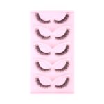 5D Fluffy Transparent Stem False Eyelashes, Large Capacity 5-Pair Set, Invisible and Seamless, Natural Firm Stem, Natural Fluffy