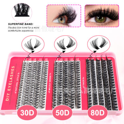 Cross-border bestseller DIY 30D50D80D large-capacity mixed eyelash book, thick and curly 8-16mm, factory soft false eyelashes