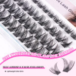 Cross-border glue-free false eyelashes, natural curly self-lamination fiber eyelashes for women's group DIY segmented self-adhesive eyelashes