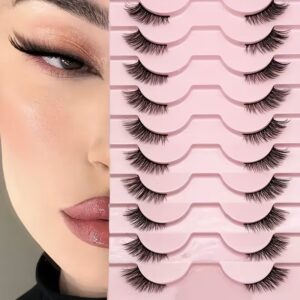 Foreign trade cross-border half-eye style false eyelashes, ten pairs per pack, in stock wholesale, one-piece black band fox-style curled false eyelashes