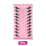 Foreign trade cross-border half-eye style false eyelashes, ten pairs per pack, in stock wholesale, one-piece black band fox-style curled false eyelashes
