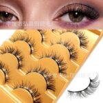European and American cross-border slanted flying fox eye false eyelashes 5 pairs set, simulated eye tail lengthened eyelashes, in stock wholesale swallowtail