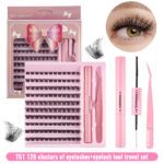 Cross-border 30P-100P Thick False Eyelashes Hot Melt Segmented Self-Lash Extension Amazon Wholesale Washboard Set