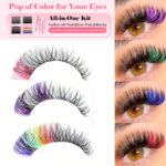 Cross-border best-selling European and American false eyelashes 30D40D50D colored hair large capacity segmented thick eyelash book tool set