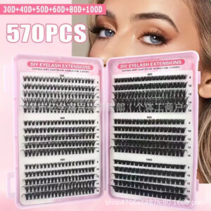 Cross-border European and American DIY eyelash book large capacity 30D40D mixed thick curly cluster segment false eyelash set
