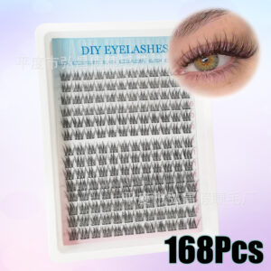 European and American cross-border false eyelash set, Amazon 168 clusters natural style triple fishtail lashes, large capacity
