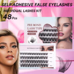 Cross-border glue-free false eyelashes, natural curly self-lamination fiber eyelashes for women's group DIY segmented self-adhesive eyelashes