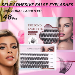 Cross-border glue-free false eyelashes, natural curly self-lamination fiber eyelashes for women's group DIY segmented self-adhesive eyelashes