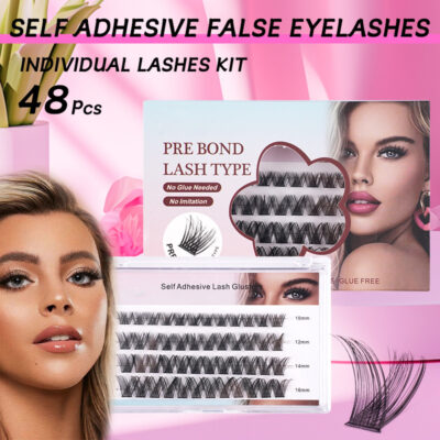 Cross-border glue-free false eyelashes, natural curly self-lamination fiber eyelashes for women's group DIY segmented self-adhesive eyelashes