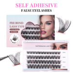 Cross-border glue-free false eyelashes, natural curly self-lamination fiber eyelashes for women's group DIY segmented self-adhesive eyelashes