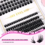 Messy Style Hot Melt Cluster Lashes 3D Single Cluster Eyelashes 80D Planting False Lashes Cross-border Natural Thick European and American DIY Self-adhesive
