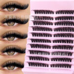 Amazon cross-border false eyelashes washboard 80D large capacity thick type European and American segmented false eyelashes Russian outside