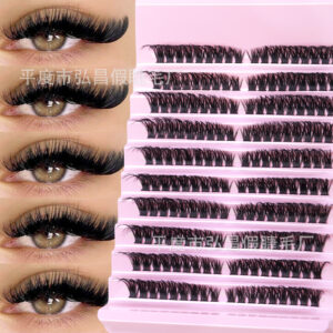 Amazon cross-border false eyelashes washboard 80D large capacity thick type European and American segmented false eyelashes Russian outside