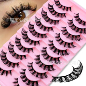 10 pairs one-piece European and American cross-border style false eyelashes, simple, natural, three-dimensional, stable supply from source factory