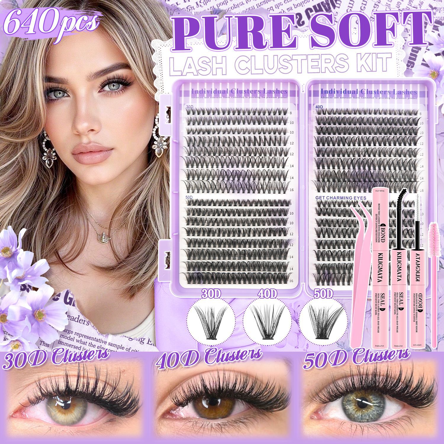 o1cn01fc4txv1pvyfjradmd 2219025691847 0 cib.jpg European and American cross-border 30/40/50D lash book large capacity lash DIY cluster lash glue set Amazon