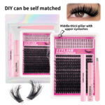 Overseas DIY cross-border single-cluster large-capacity false eyelash book D-curled natural thick classic versatile daily lash extension