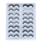 Overseas trade cross-border dense curly seven pairs pink blister box, fiber false eyelashes, wholesale European and American eyelashes long