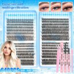 European and American cross-border hot wholesale glue type single cluster DIY segmented extra long false eyelashes book
